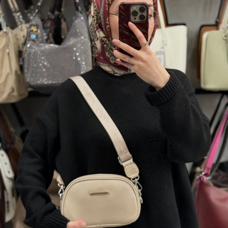 NASBAG Yumuşak Dokulu Çift Fermuarlı Kompakt Kadın Çapraz Omuz Çantası -  1506 - 3