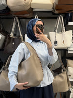 Nas Bag Kum Taba Kenar Örgü Detaylı Omuz Çantası - 1409