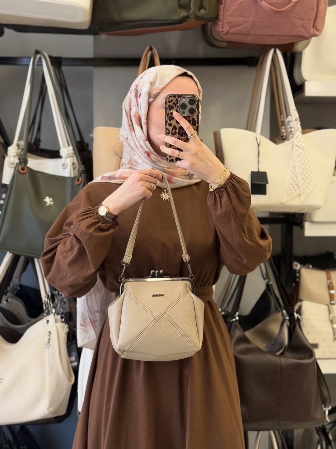 Nas Bag Mini Vintage Burslu Klipsli Kum Taba Kadın Omuz ve Çapraz Çanta - 1423