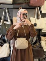 Nas Bag Mini Vintage Burslu Klipsli Kum Taba Kadın Omuz ve Çapraz Çanta - 1423