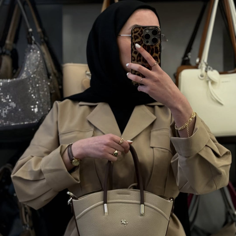 NASBAG Soft-Touch Deri Dokulu 3 Bölmeli Kadın El ve Omuz Çantası - 1375 - 2