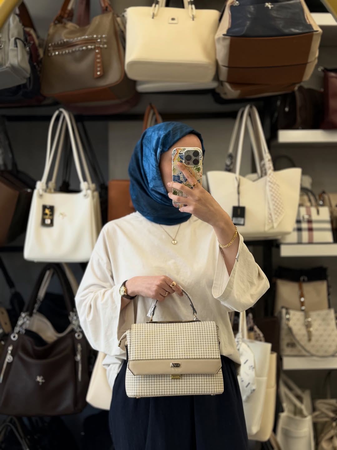Silver Polo Kum Kazayağı Desenli Bölmeli Kadın El ve Omuz Çantası - SP838