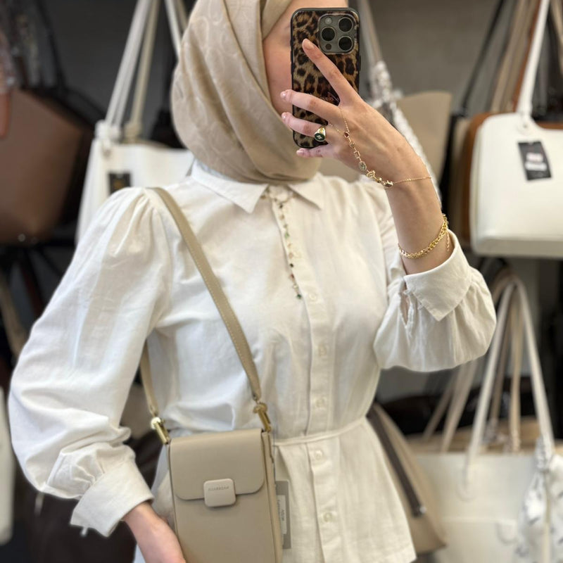 NASBAG Özel Seri - Çok Bölmeli Deri Kum Rengi Telefon Çantası - NS26032 - 4