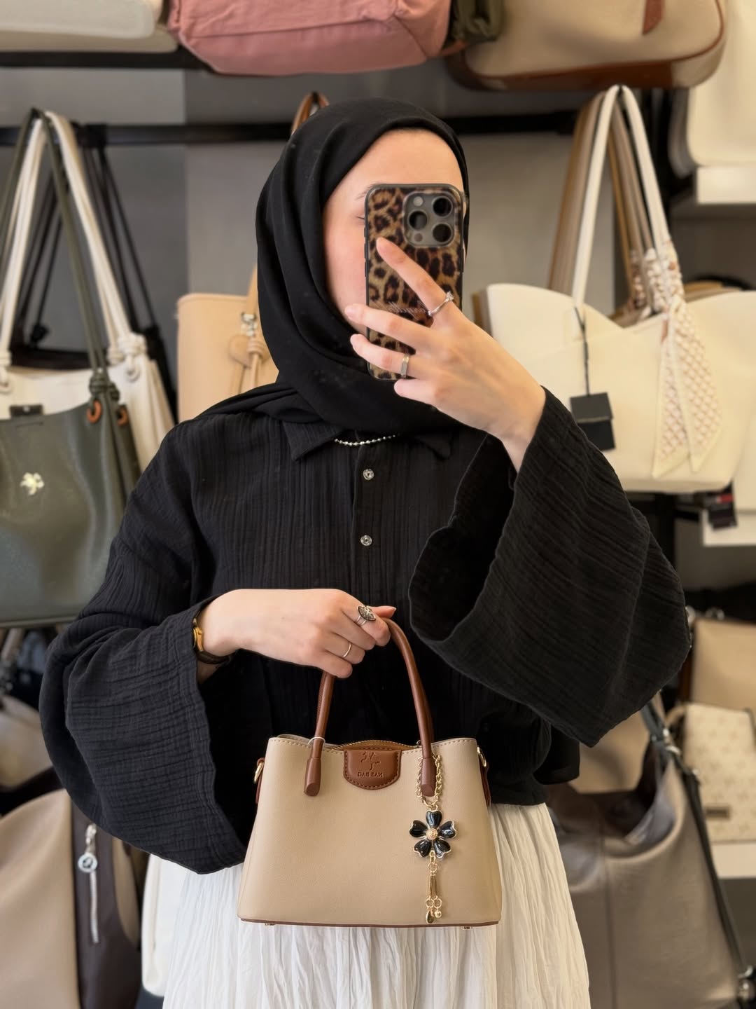 Nas Bag Özel Charmlı Çok Bölmeli Kum Taba El ve Omuz Çantası - 1539