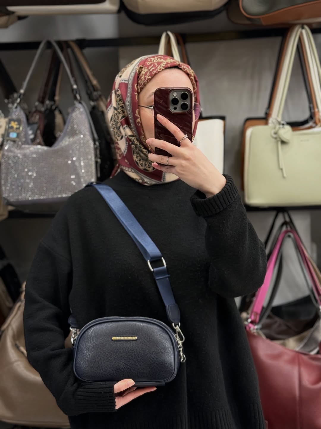 NASBAG Lacivert Yumuşak Dokulu Çift Fermuarlı Kompakt Kadın Çapraz Omuz Çantası -  1506