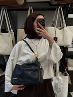Nas Bag Kadın Lacivert Şık Örgülü Askılı Omuz ve Çapraz Çanta - 1515