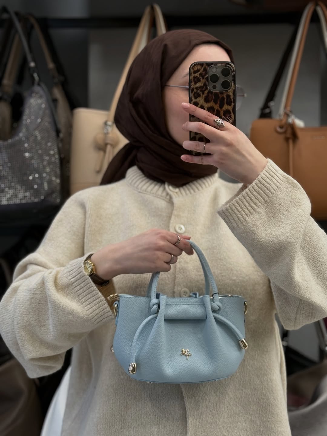 Nas Bag Kadın Mini Büzgülü Şık Mavi Çapraz Çanta - 1542