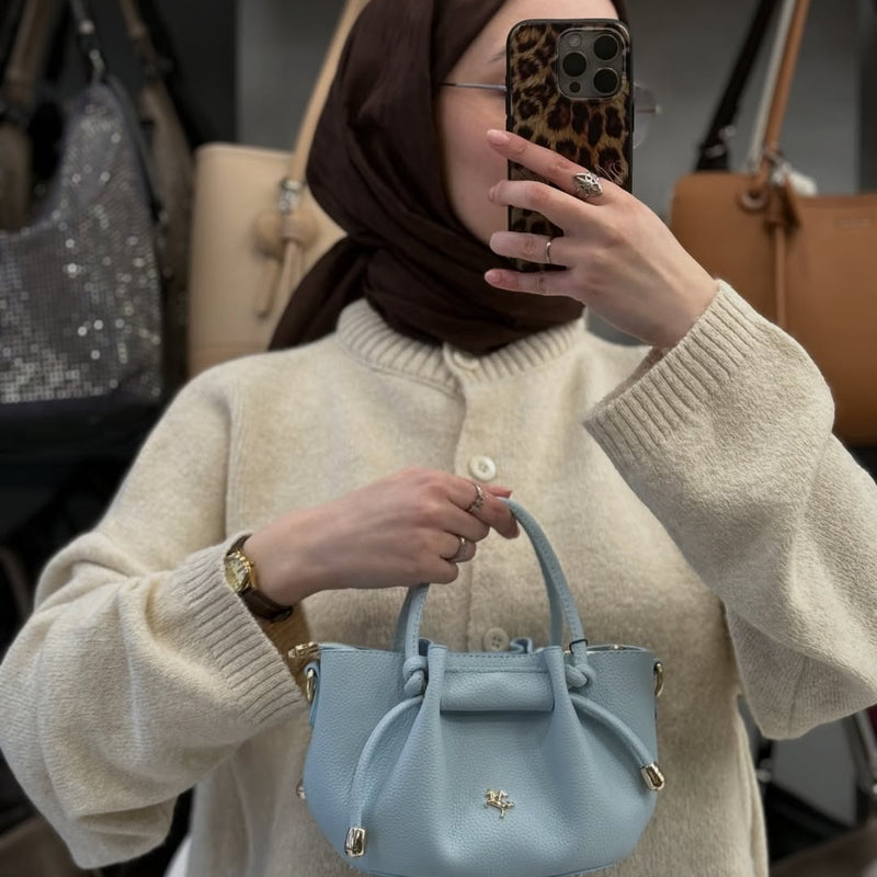 Nas Bag Kadın Mini Büzgülü Şık Mavi Çapraz Çanta - 1542 - 3