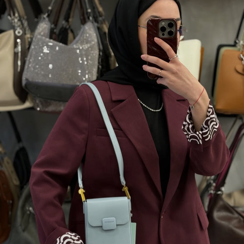 NASBAG Özel Seri - Çok Bölmeli Deri Mavi Telefon Çantası - NS26032 - 1