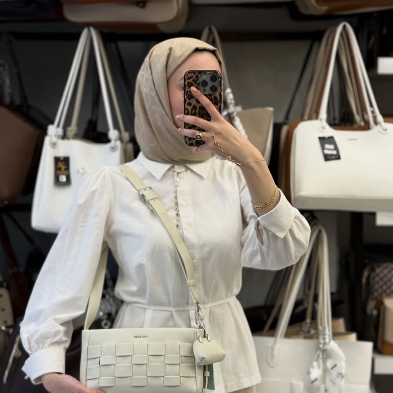 Nas Bag Örgü Desenli Çanta & Kartlık Seti - ns26038 - 2