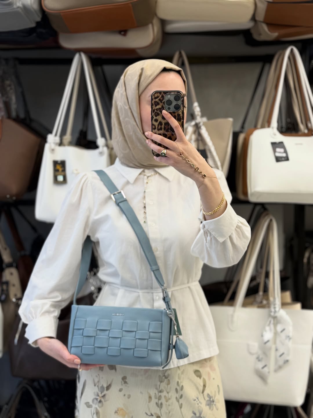 Nas Bag Mavi Örgü Desenli Çanta & Kartlık Seti - ns26038