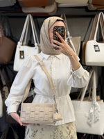 Nas Bag Pudra Örgü Desenli Çanta & Kartlık Seti - ns26038