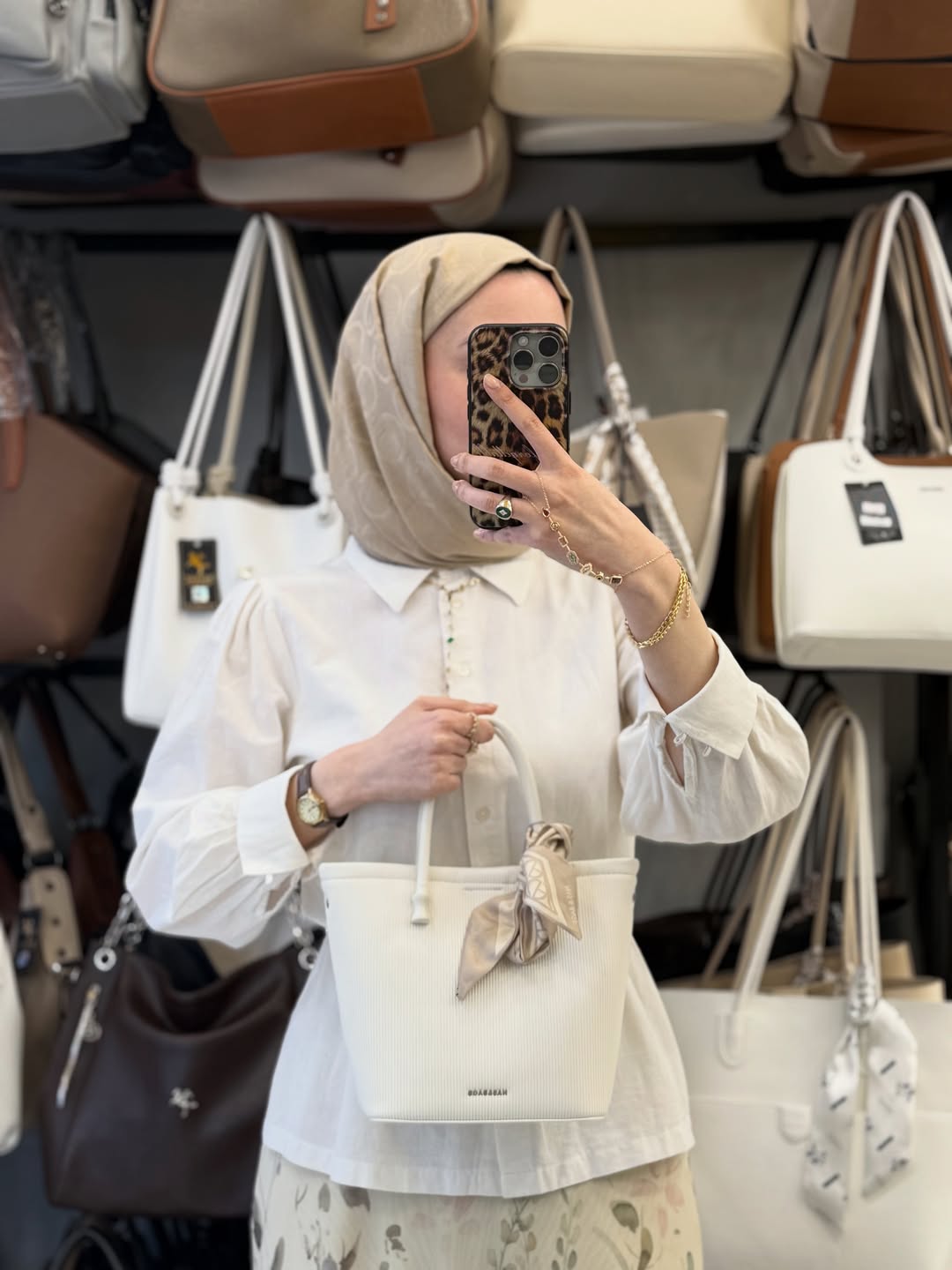 Nas Bag Beyaz Cüzdan Setli Fularlı El ve Omuz Çantası - ns26007