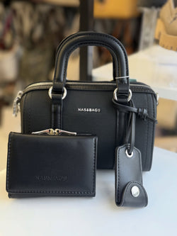 Nas Bag Siyah Cüzdan Hediyeli El ve Çapraz Mini Çanta Seti - NS26013