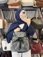 Nas Bag Gri Geometrik Panelli Reflektörlü Kadın Sırt Çantası - ns26040