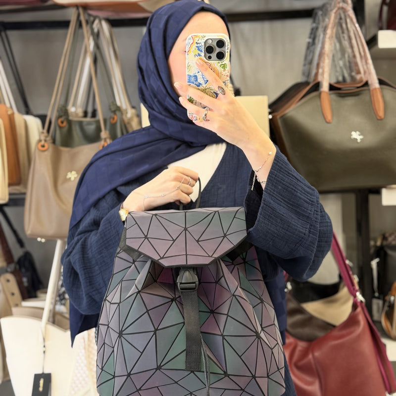 Nas Bag Mor Geometrik Panelli Reflektörlü Kadın Sırt Çantası - ns26040 - 1