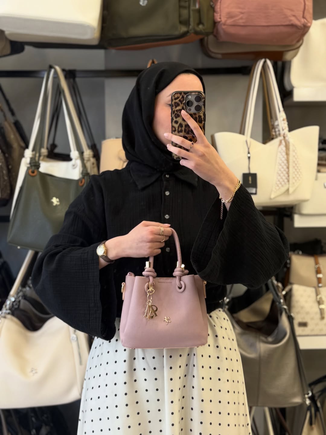 Nas Bag Kadın Charmlı Pembe Mini El ve Çapraz Çanta - 1498