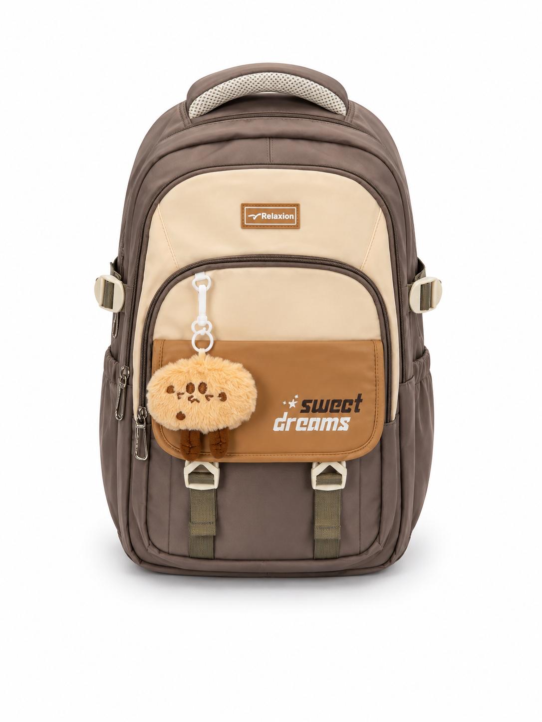 Relaxion Sweet Dreams Peluş Charm Hediyeli Çok Bölmeli Valiz Tutuculu Sırt Çantası - 2462