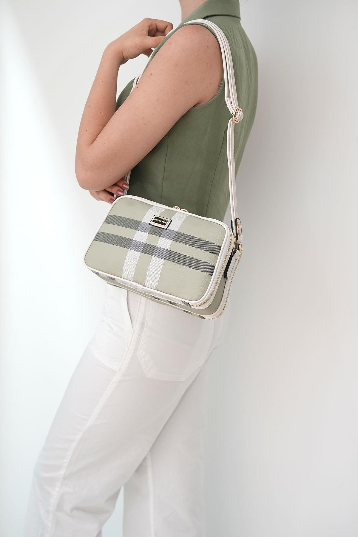 Silver & Polo A.Yeşil - Kemik SP899 Kadın Çapraz Çanta