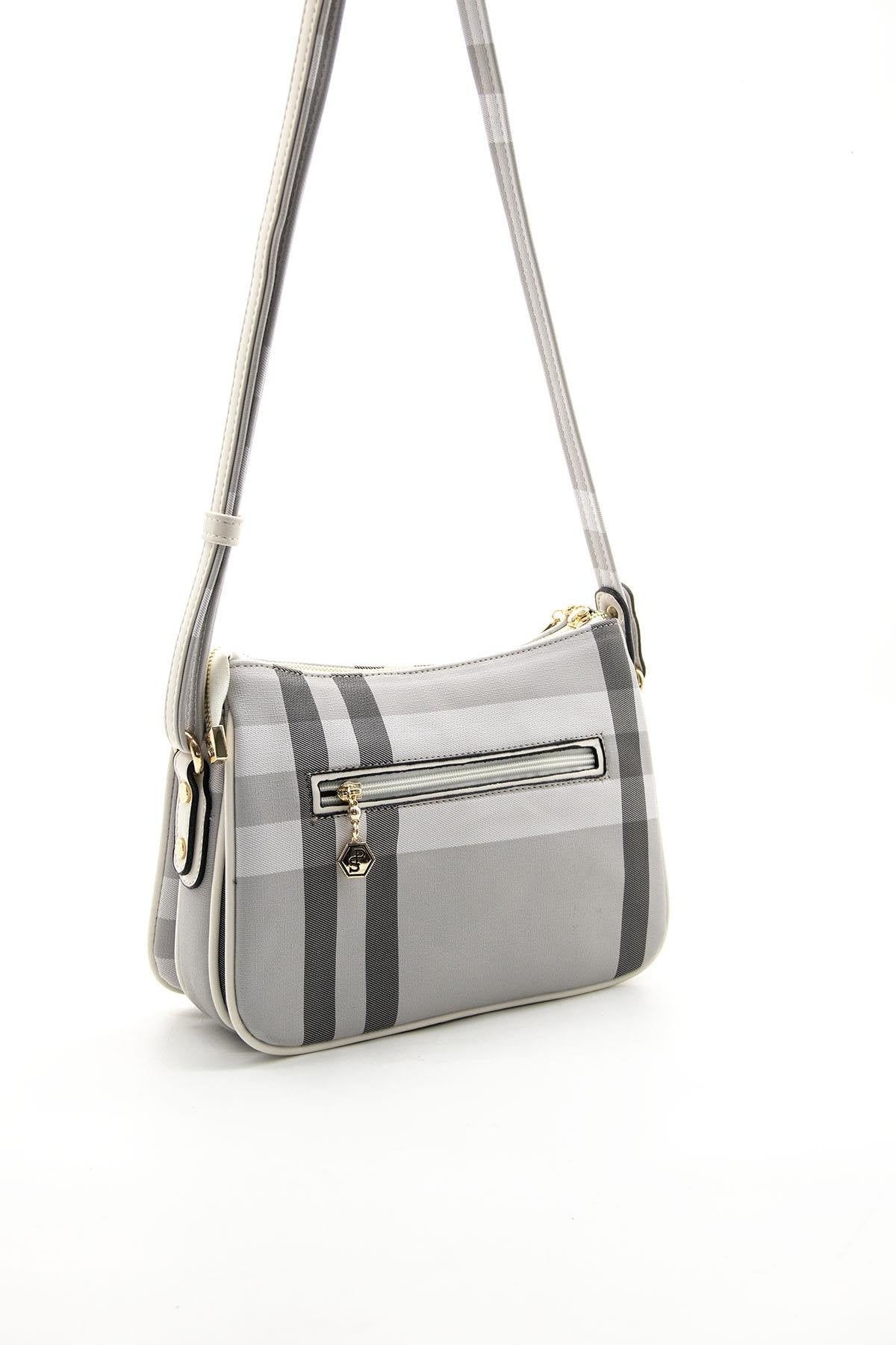 Silver & Polo A.Gri -Kemik SP818 Kadın Çapraz Çanta