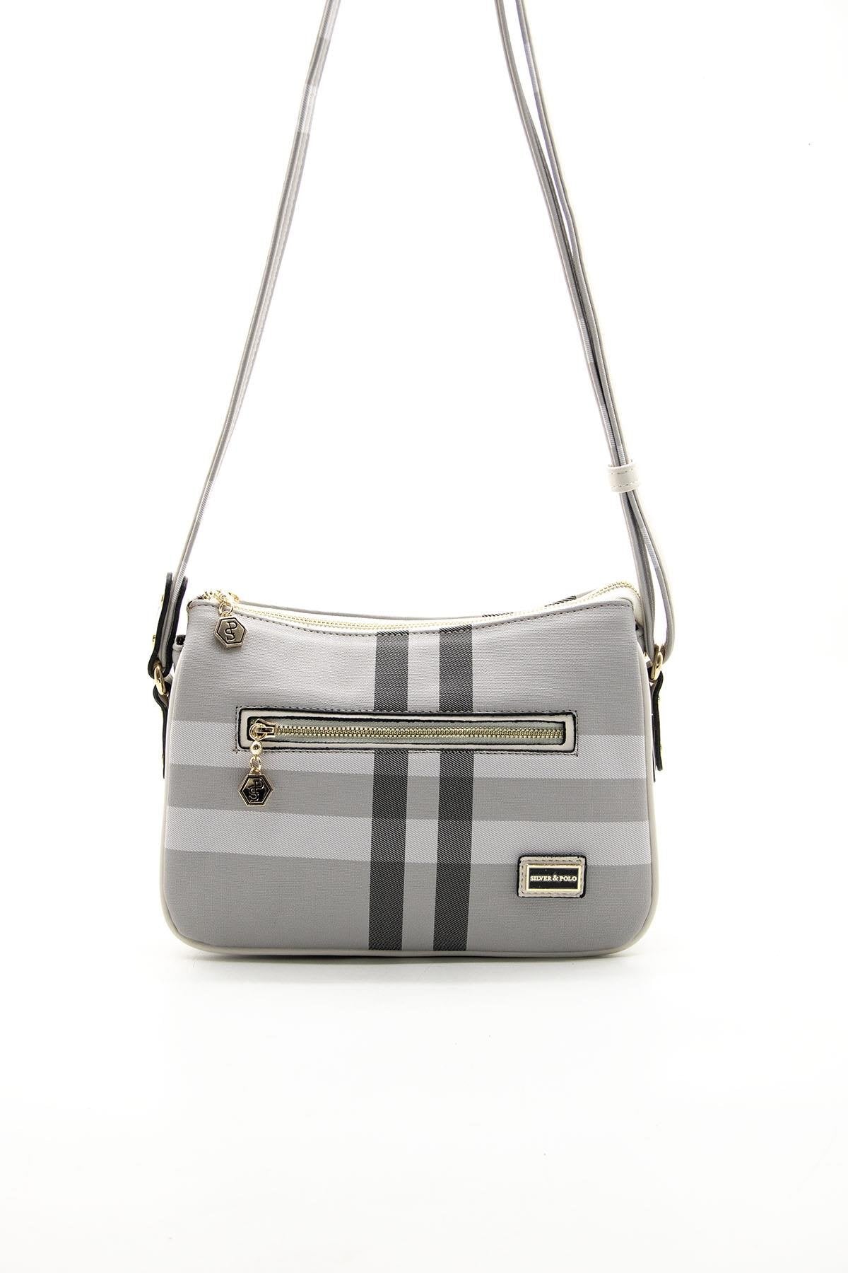 Silver & Polo A.Gri -Kemik SP818 Kadın Çapraz Çanta