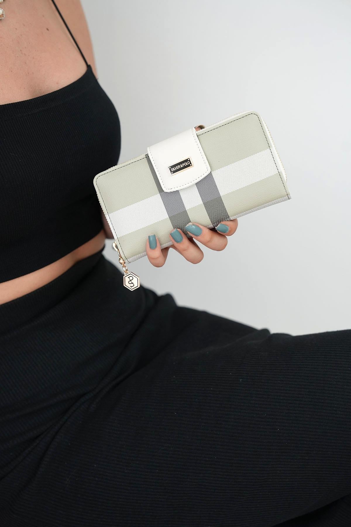 Silver & Polo A.Yeşil - Kemik SP928 Kadın Cüzdan & Kartlık