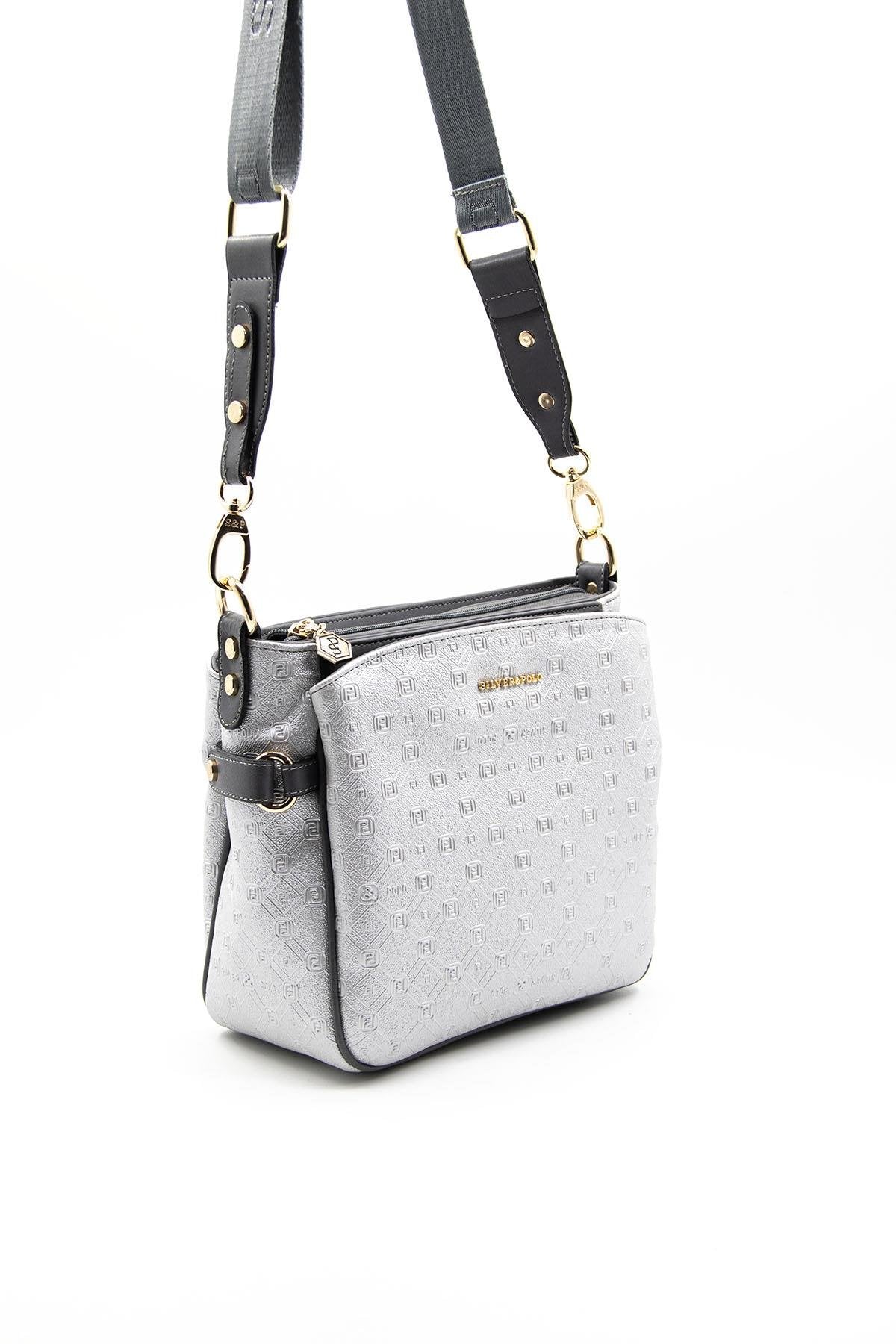 Silver & Polo A.gümüş-Antrasit SP884 Çapraz Çanta