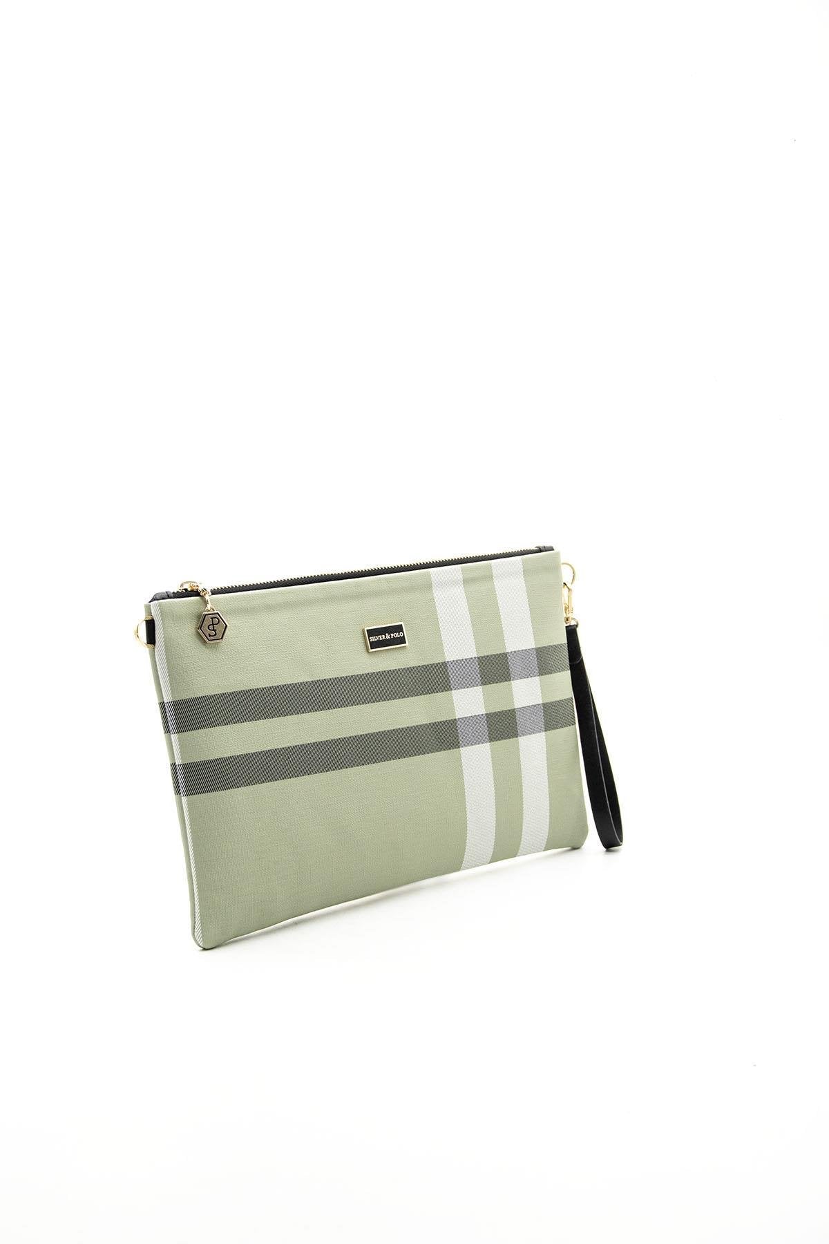 Silver & Polo A.Yeşil - Kemik SP1034 Kadın Portföy & Clutch