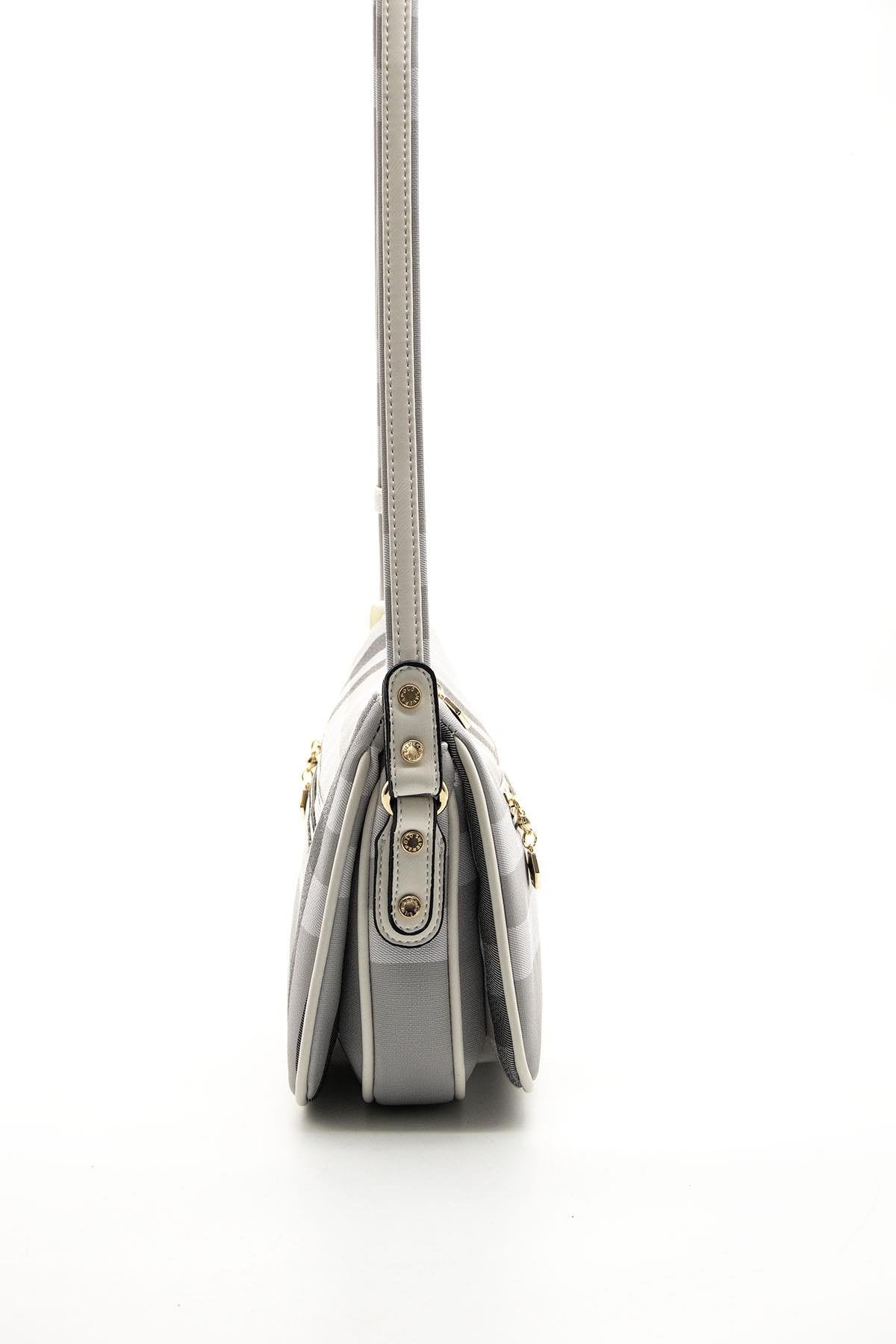 Silver & Polo A.Gri -Kemik SP818 Kadın Çapraz Çanta