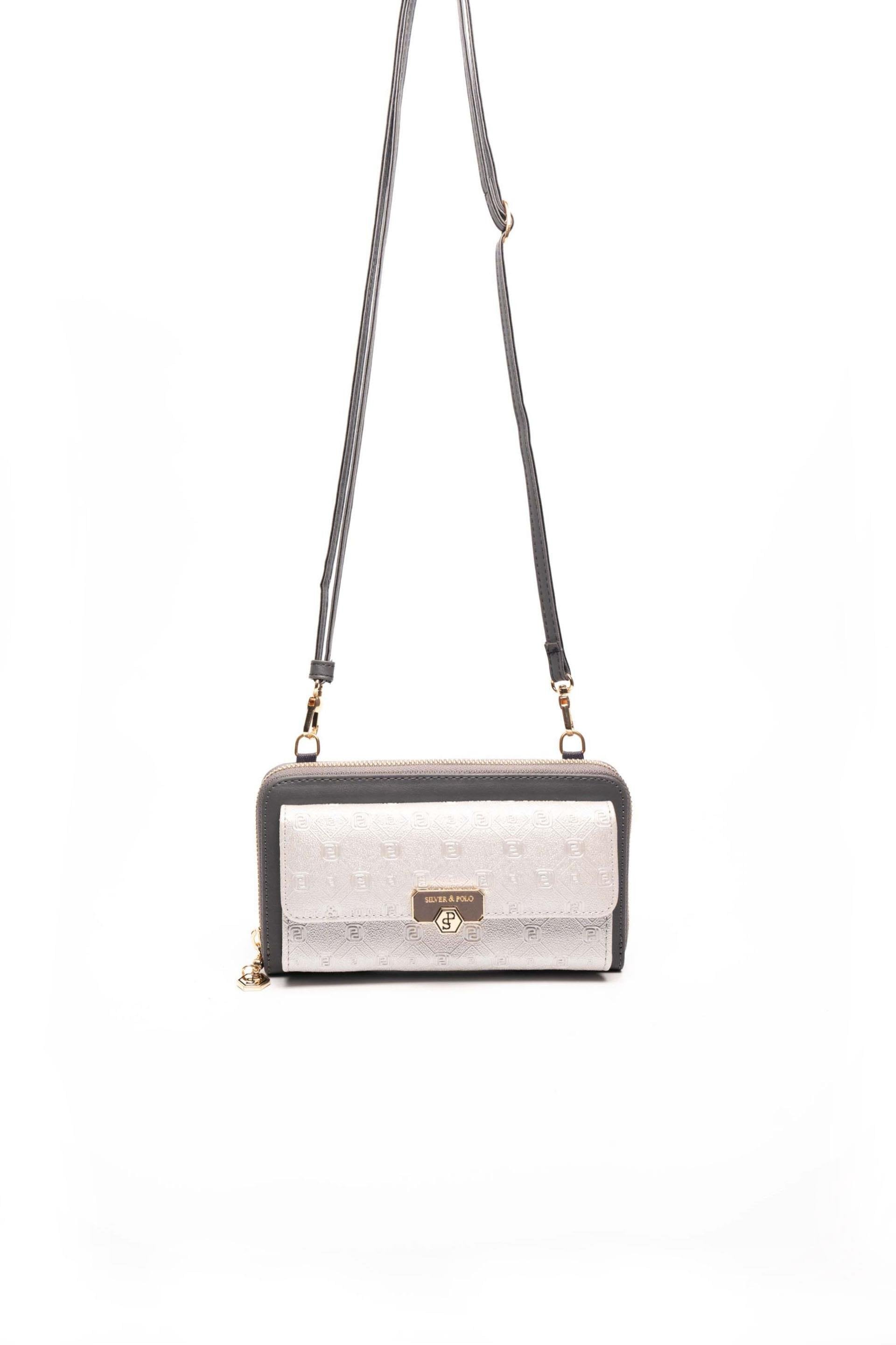 Silver & Polo A.gümüş - Antrasit SP921 Kadın Askılı Cüzdanlı Telefon Çantası