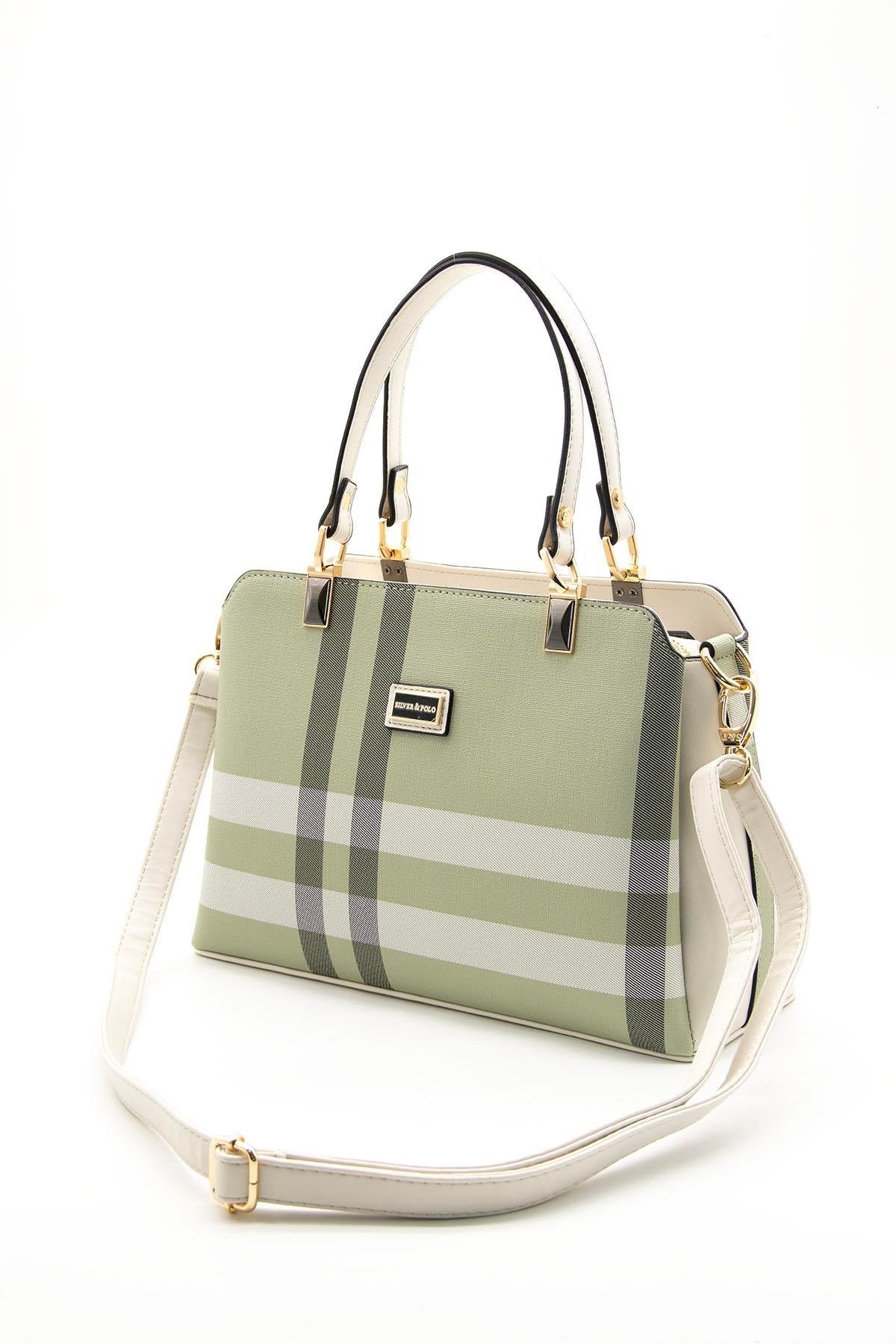 Silver & Polo A.Yeşil - Kemik SP972 Kadın El Çantası