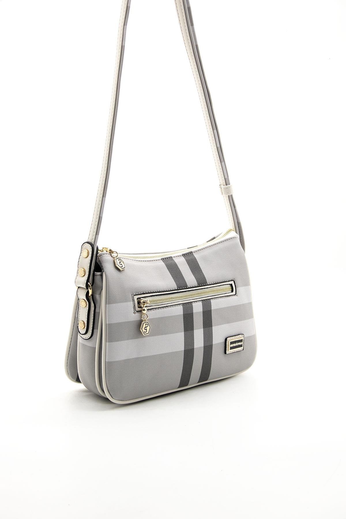 Silver & Polo A.Gri -Kemik SP818 Kadın Çapraz Çanta