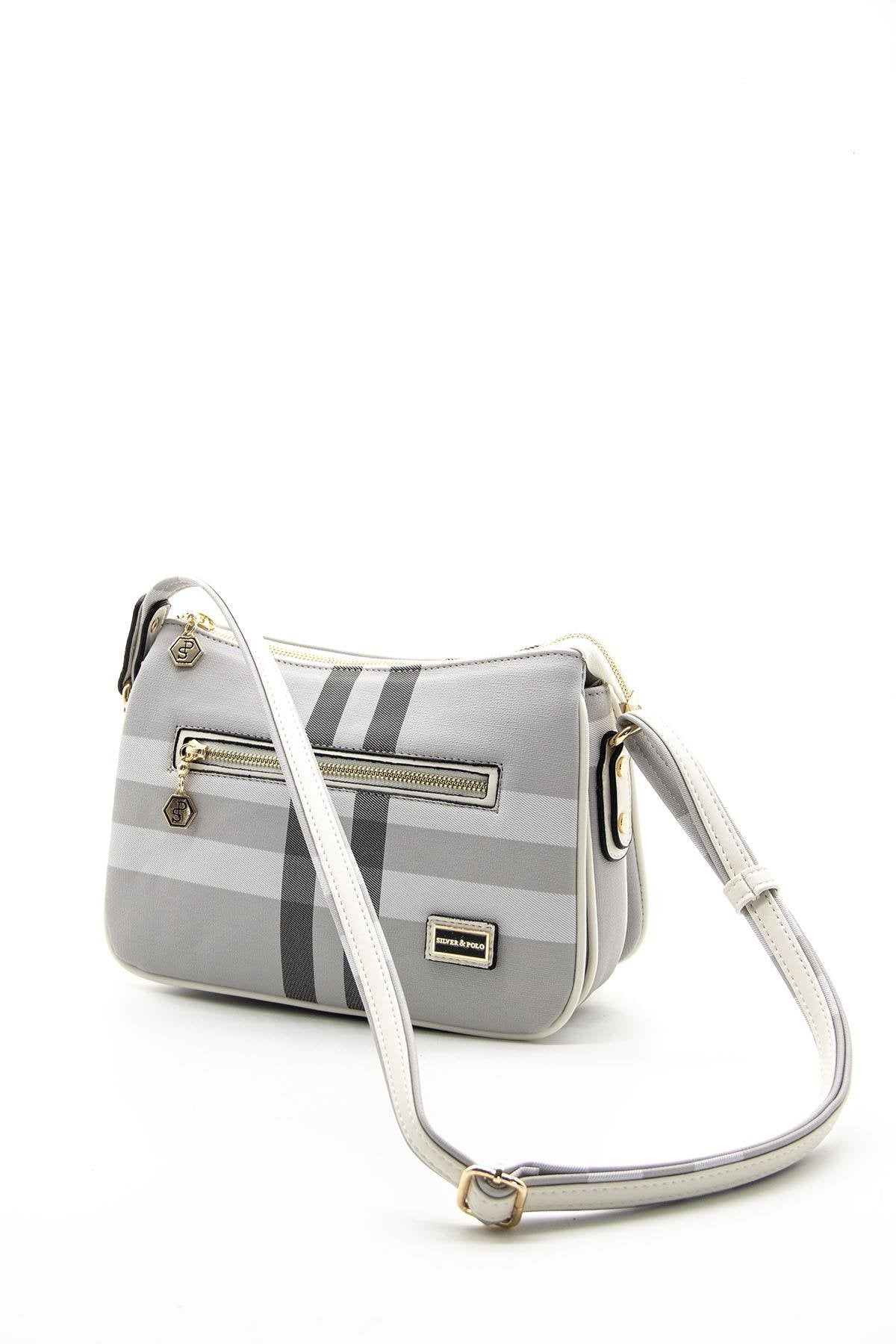 Silver & Polo A.Gri -Kemik SP818 Kadın Çapraz Çanta