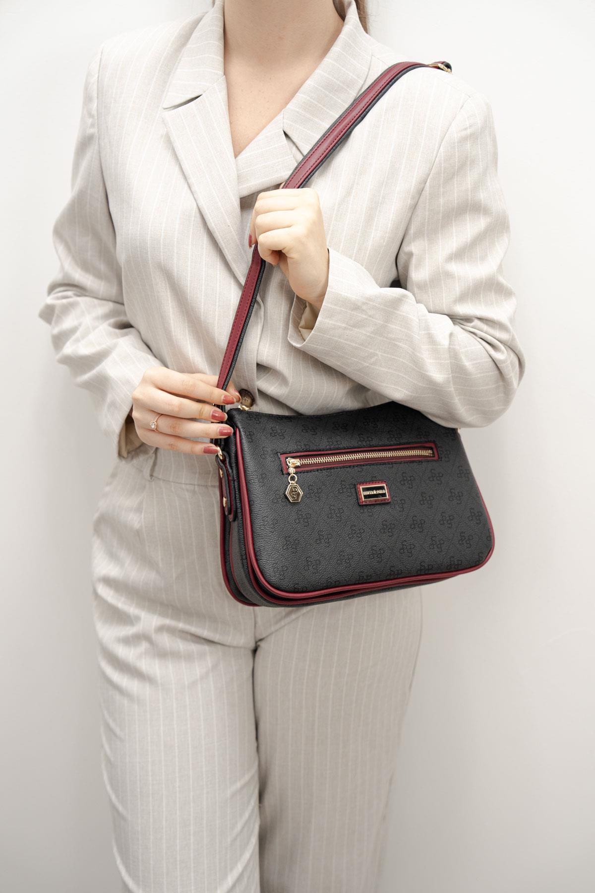 Silver & Polo Antrasit - Bordo SP818 Kadın Çapraz Çanta