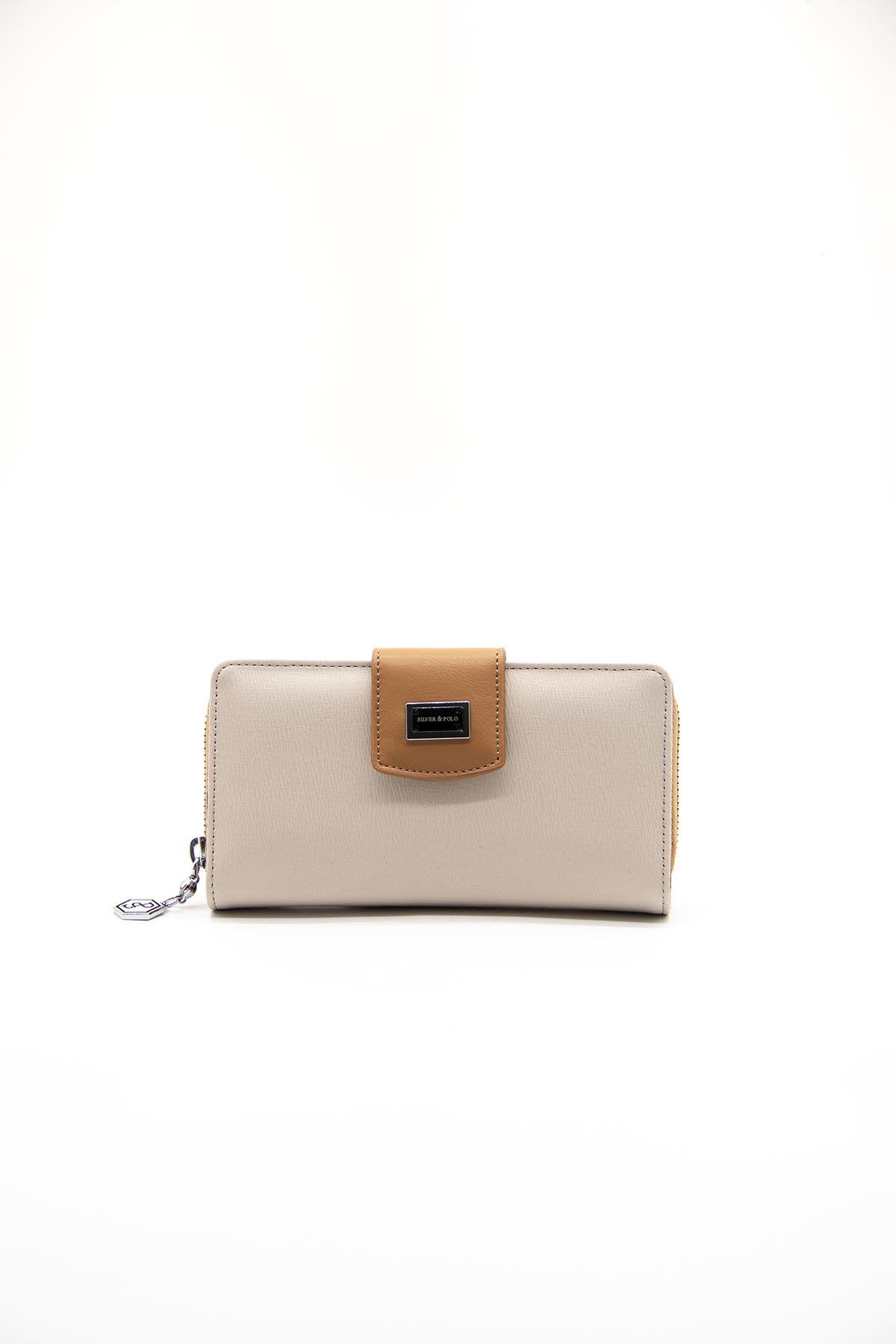 Silver & Polo Bej - A.Taba SP928 Kadın Cüzdan & Kartlık