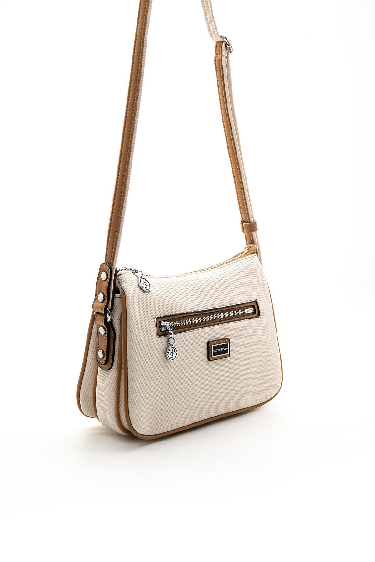 Silver & Polo Bej - A.Taba SP818 Kadın Çapraz Çanta