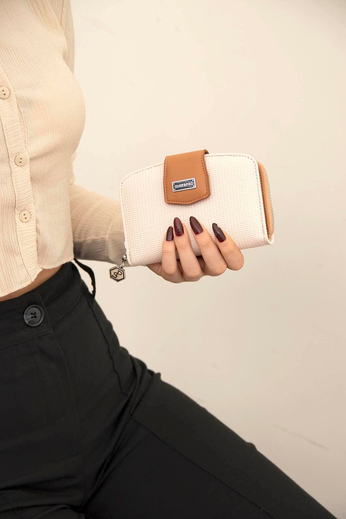 Silver & Polo Bej - A.Taba SP874 Kadın Cüzdan & Kartlık