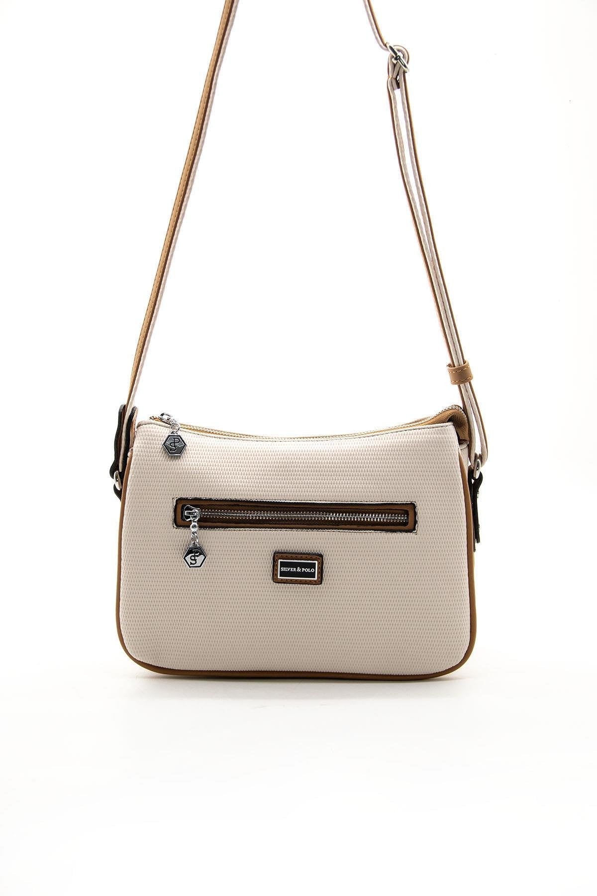 Silver & Polo Bej - A.Taba SP818 Kadın Çapraz Çanta
