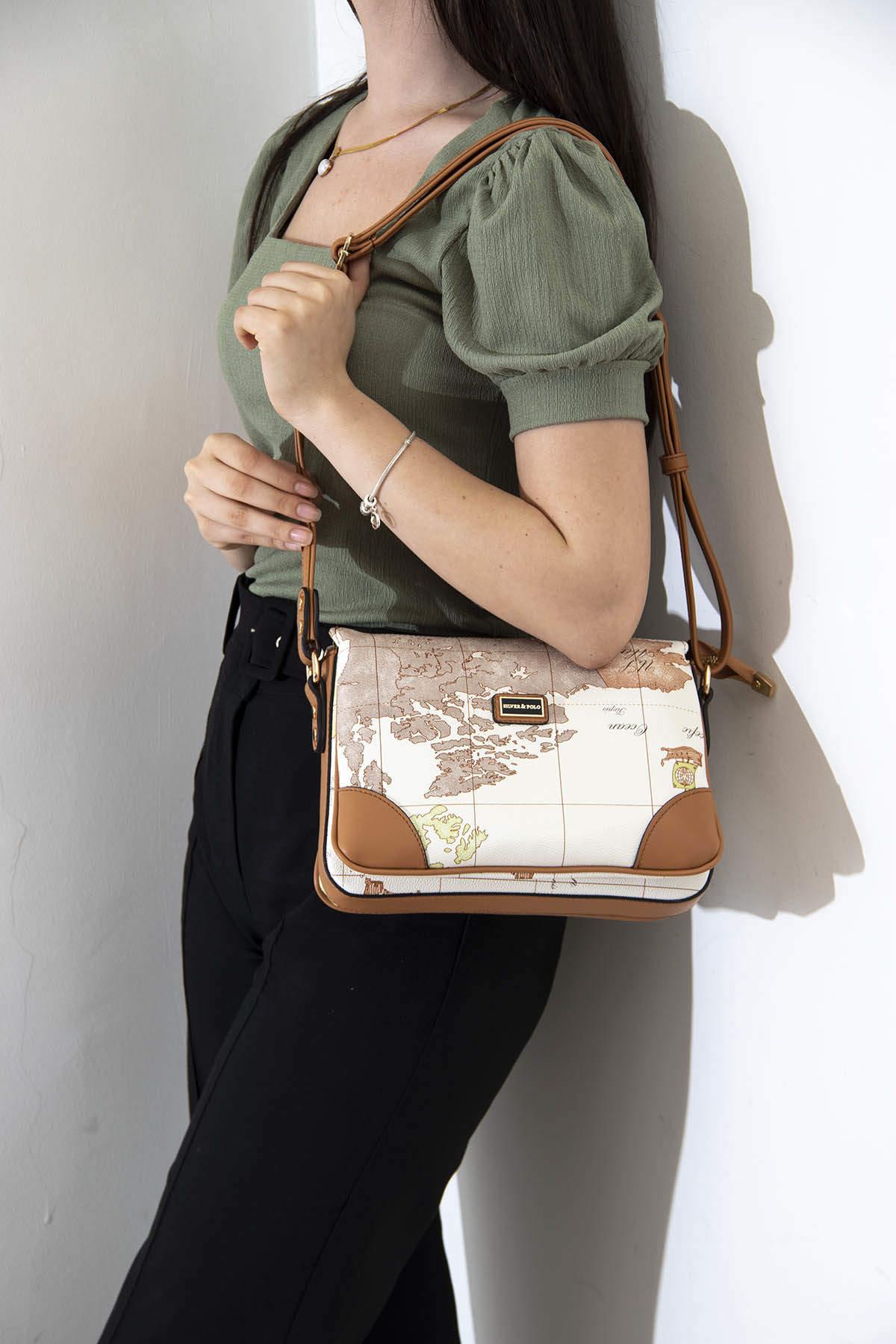 Silver & Polo Bej - A.Taba SP784 Kadın Çapraz Çanta