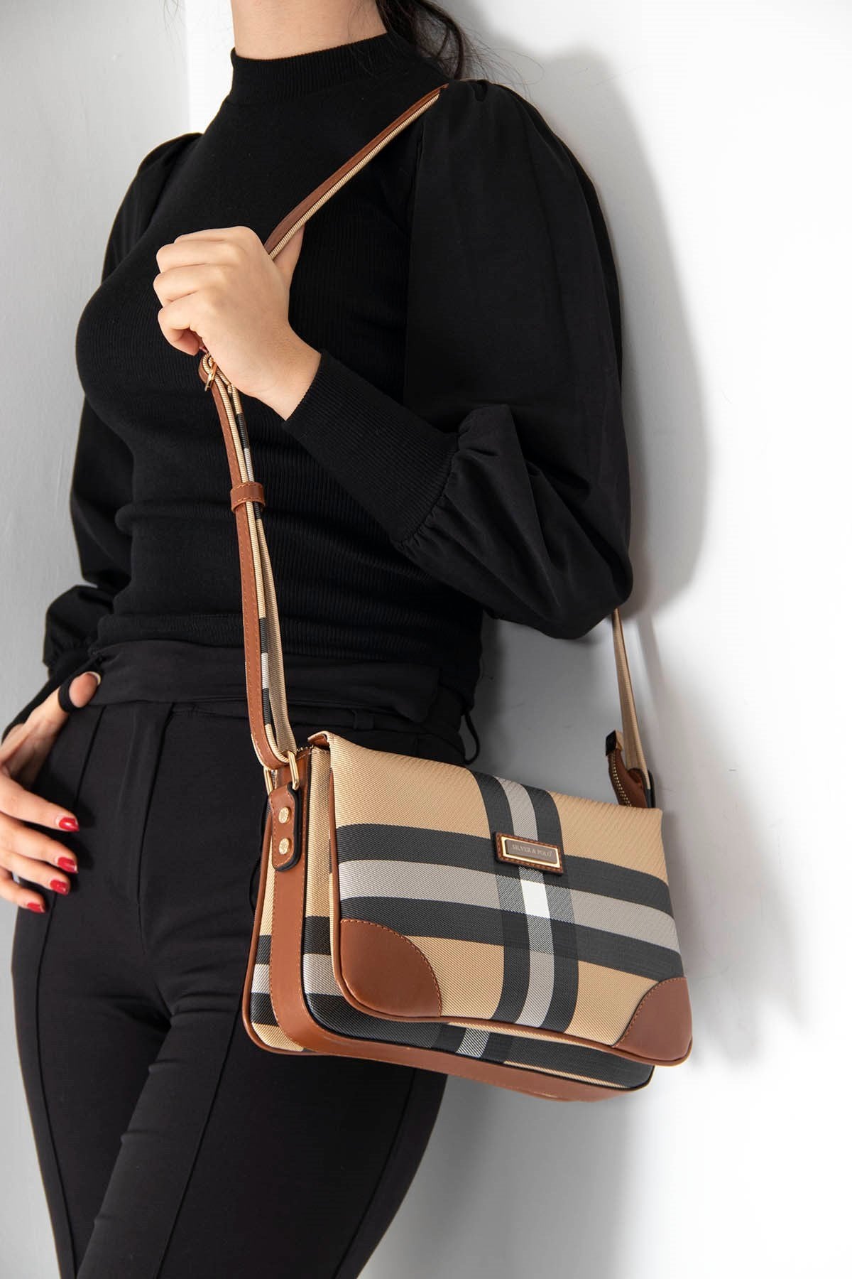 Silver & Polo Bej - Taba SP784 Kadın Çapraz Çanta