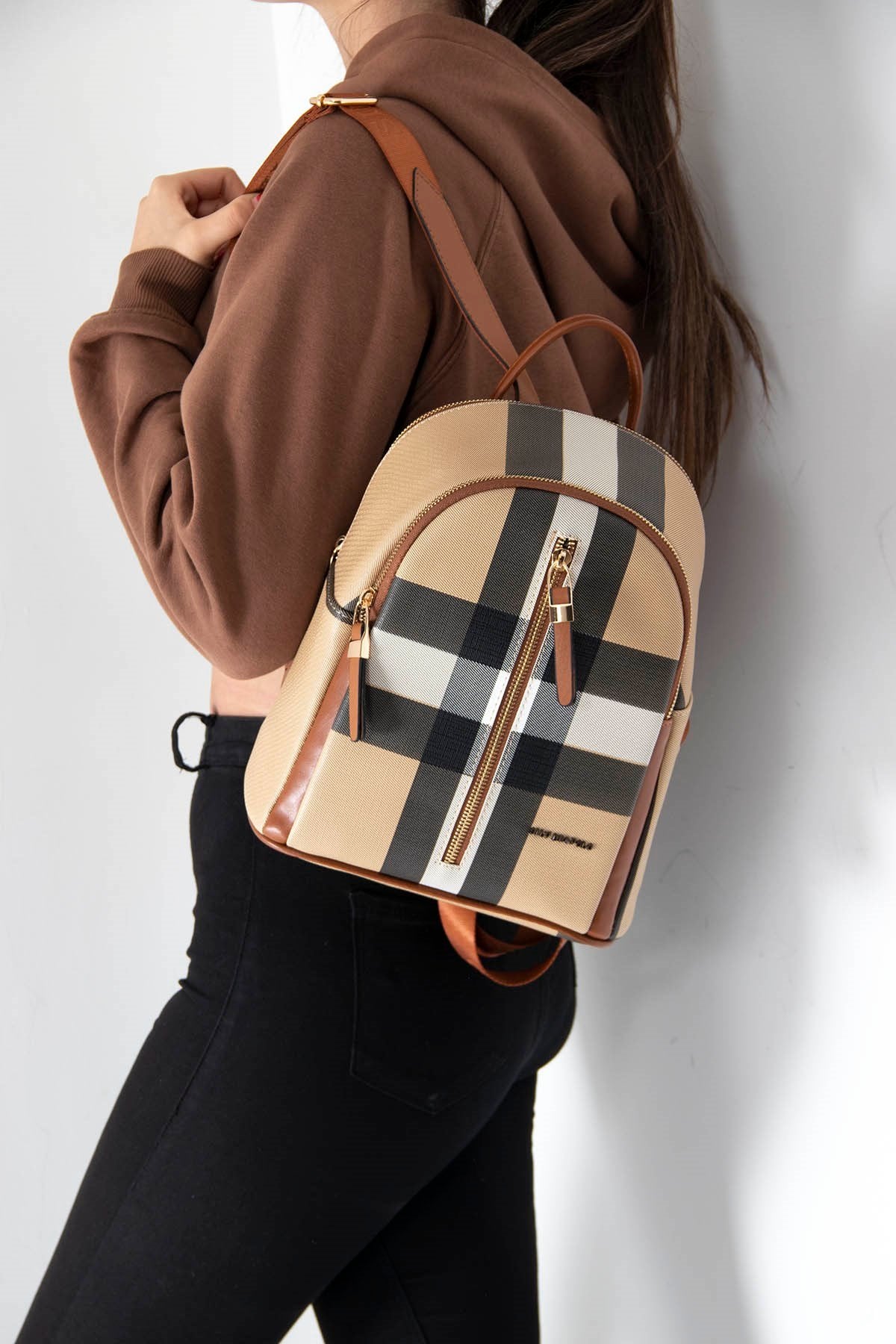 Silver & Polo Bej - Taba SP901 Kadın Sırt Çantası