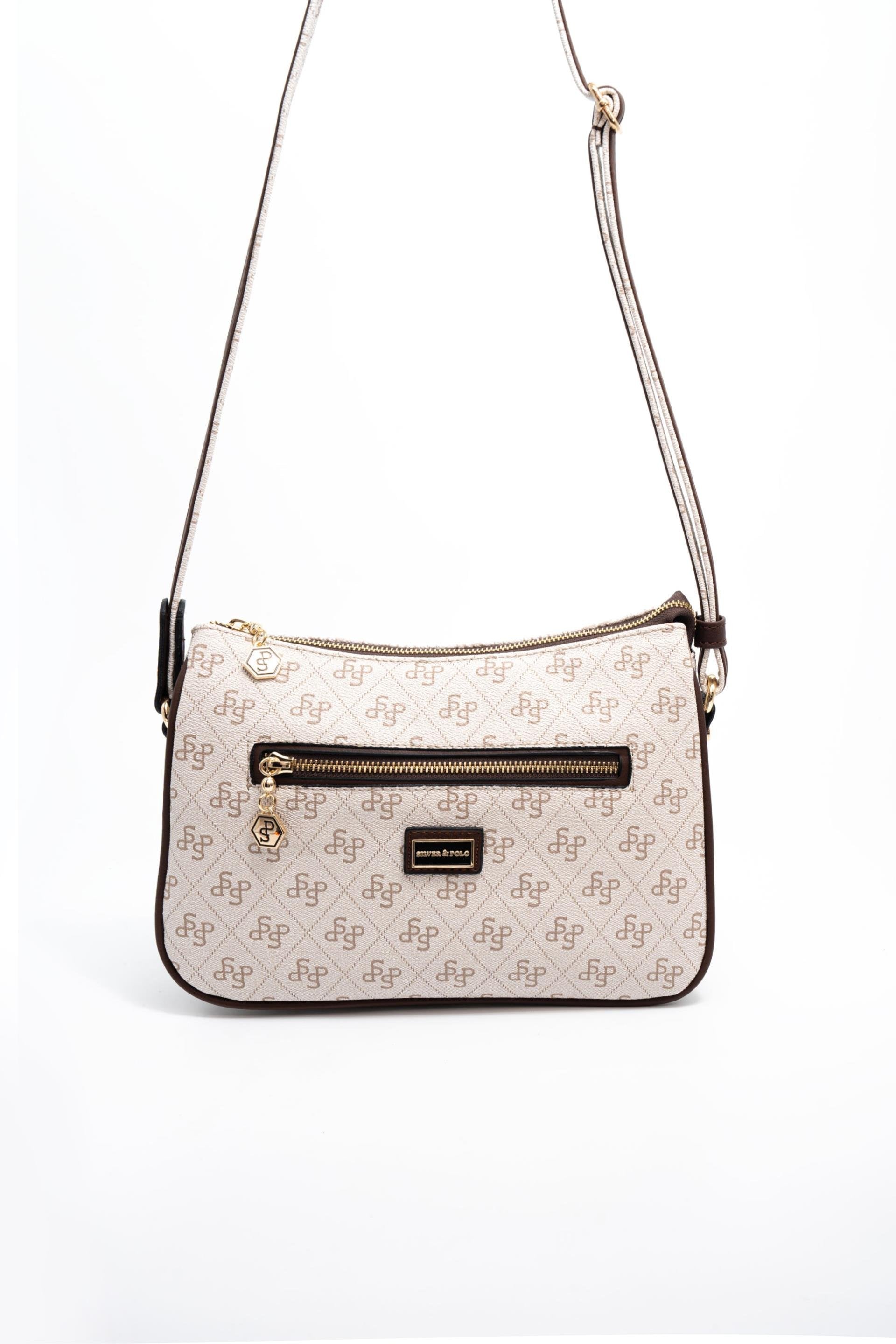 Silver & Polo Bej - Kahve SP818 Kadın Çapraz Çanta