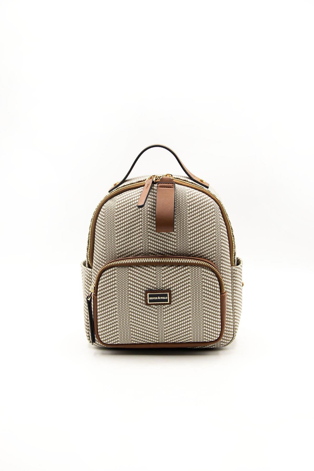 Silver & Polo Bej - Taba SP1130 Kadın Sırt Çantası