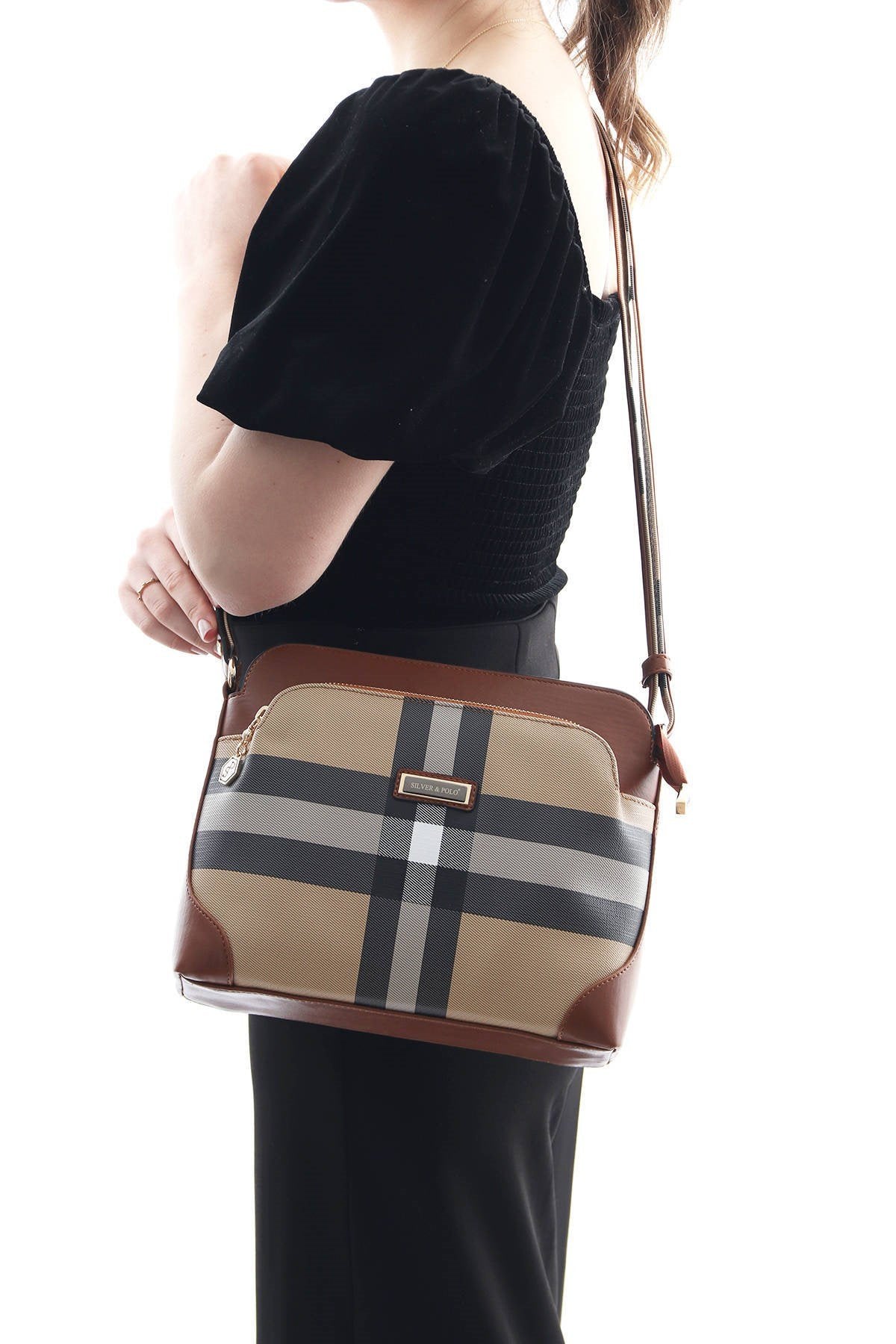 Silver & Polo Bej - Taba SP364 Kadın Çapraz Çanta