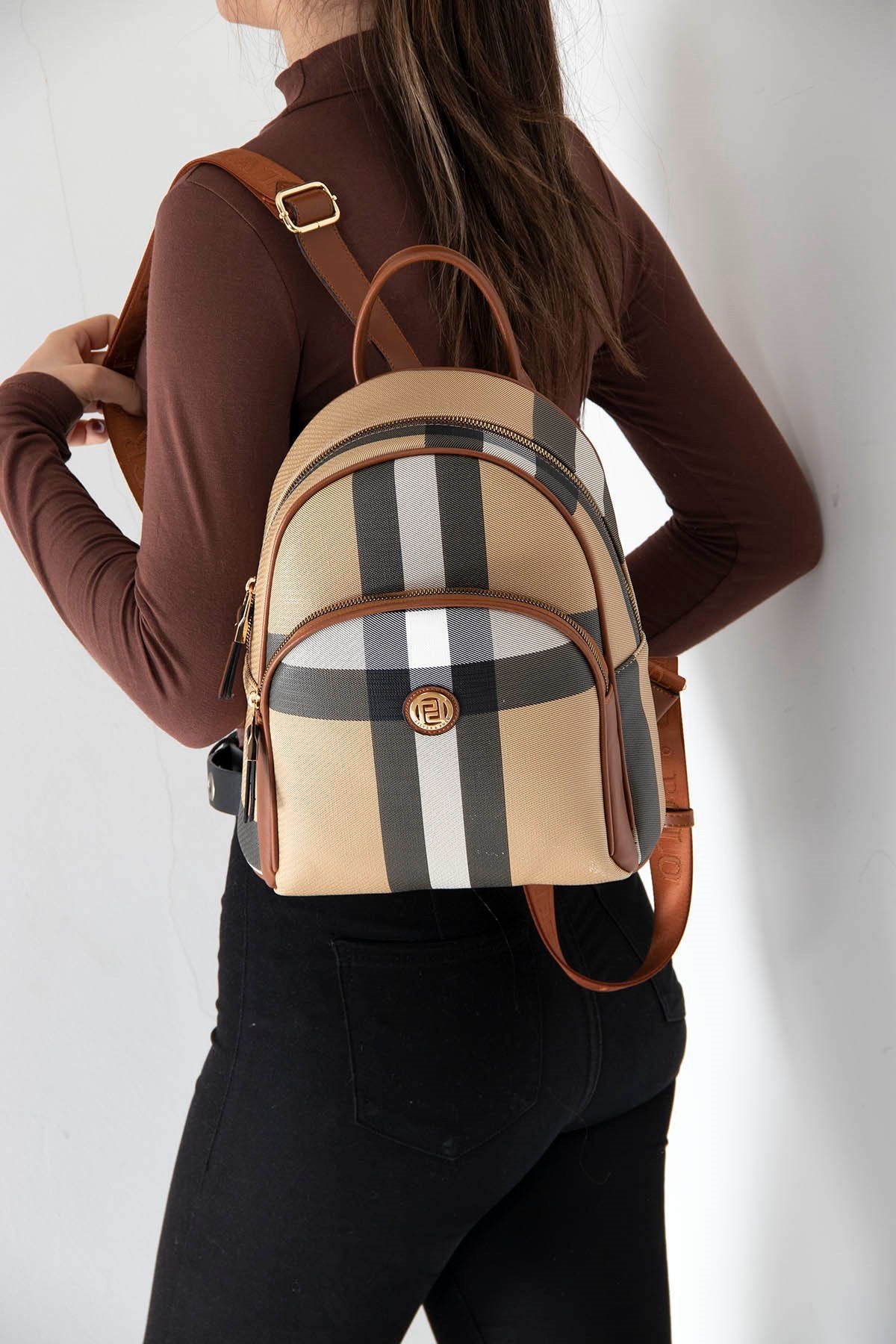 Silver & Polo Bej - Taba SP1062 Kadın Sırt Çantası