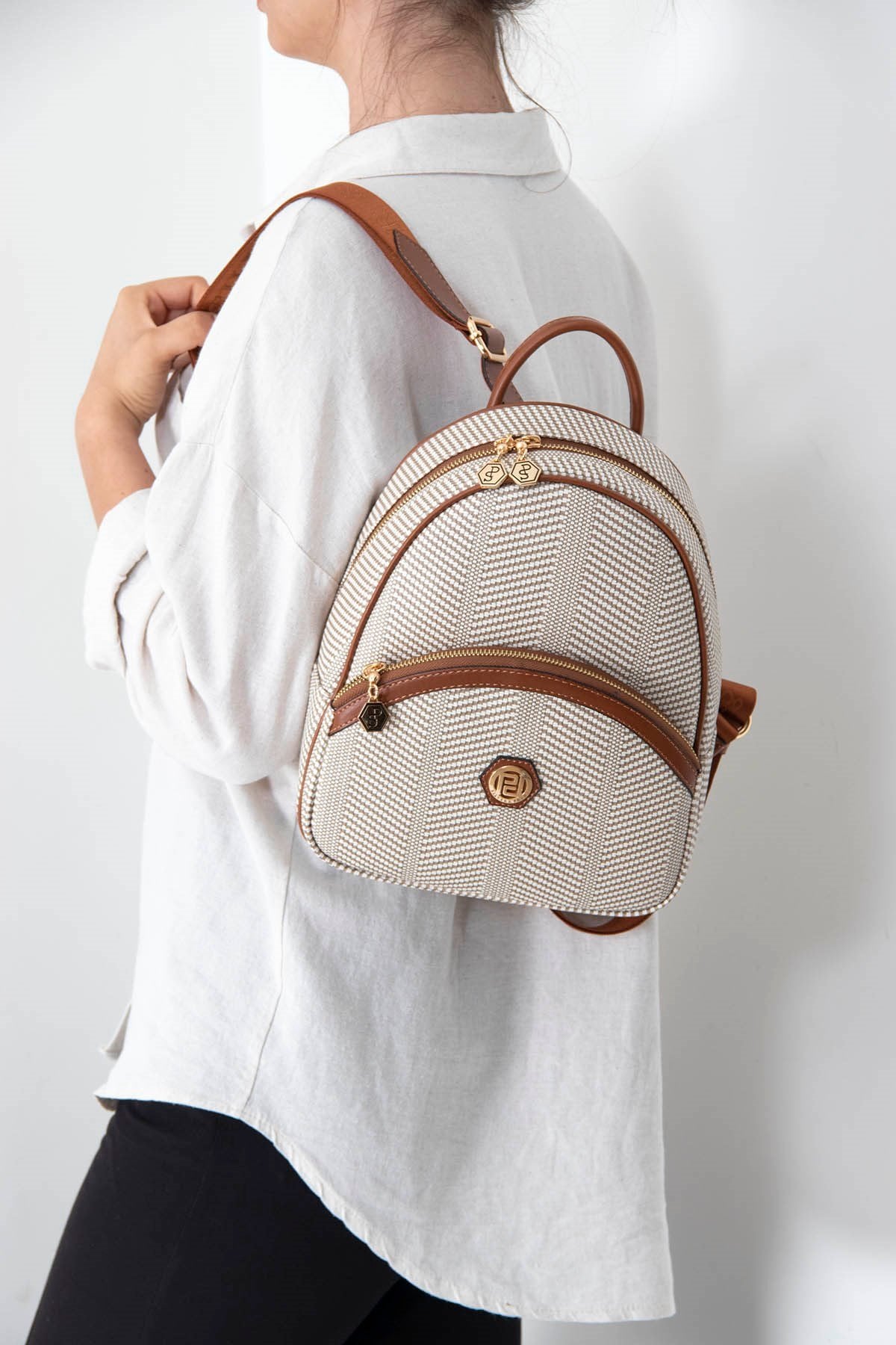 Silver & Polo Bej - Taba SP945 Kadın Sırt Çantası