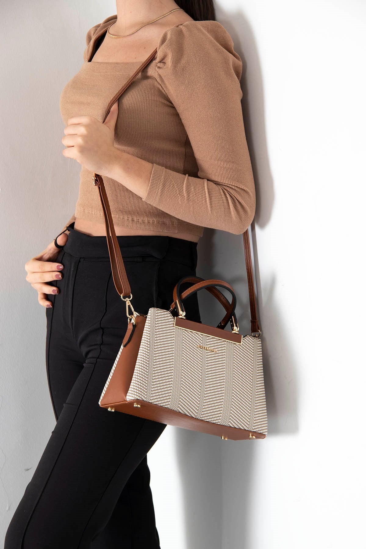 Silver & Polo Bej - Taba SP913 Kadın El Çantası