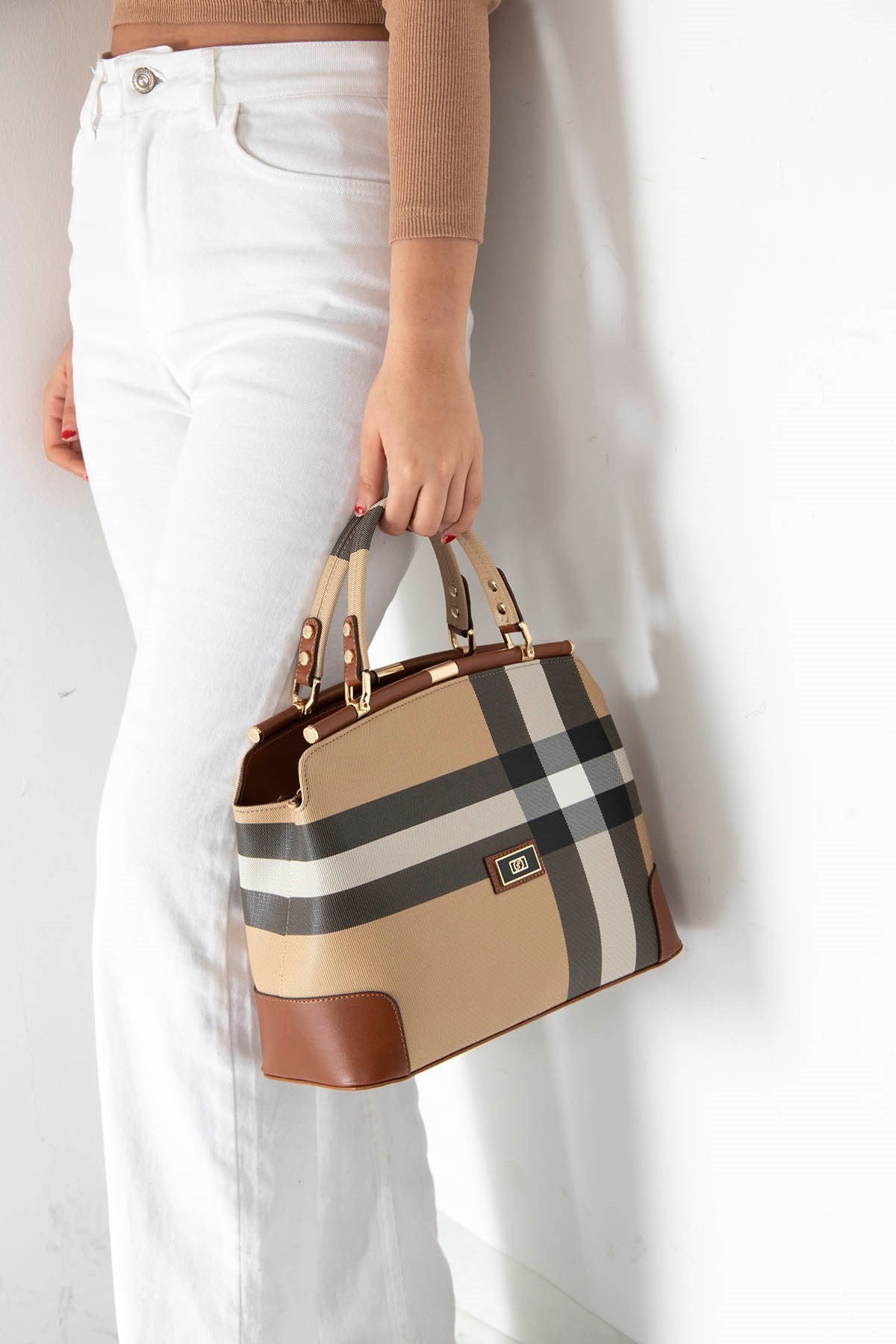 Silver & Polo Bej - Taba SP706 Kadın El Çantası