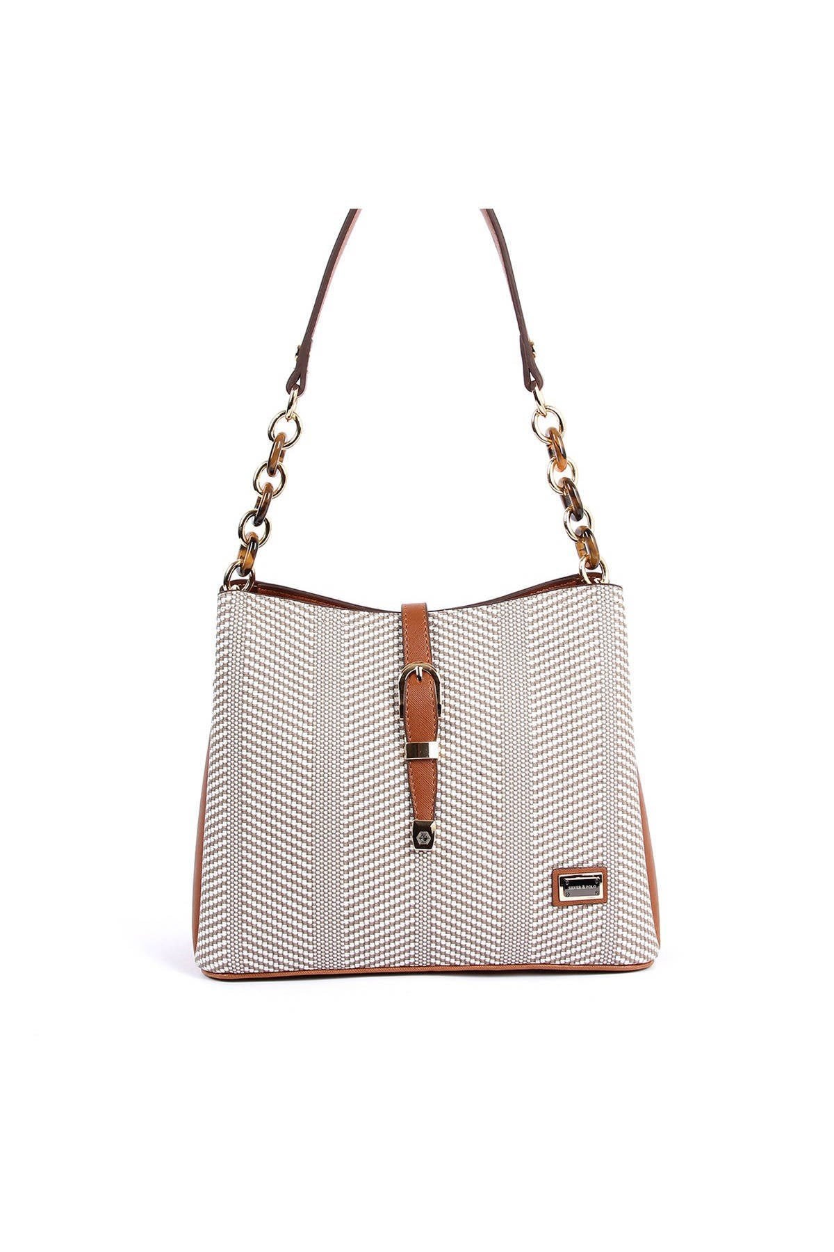 Silver & Polo Bej - Taba SP974 Kadın Omuz Çantası