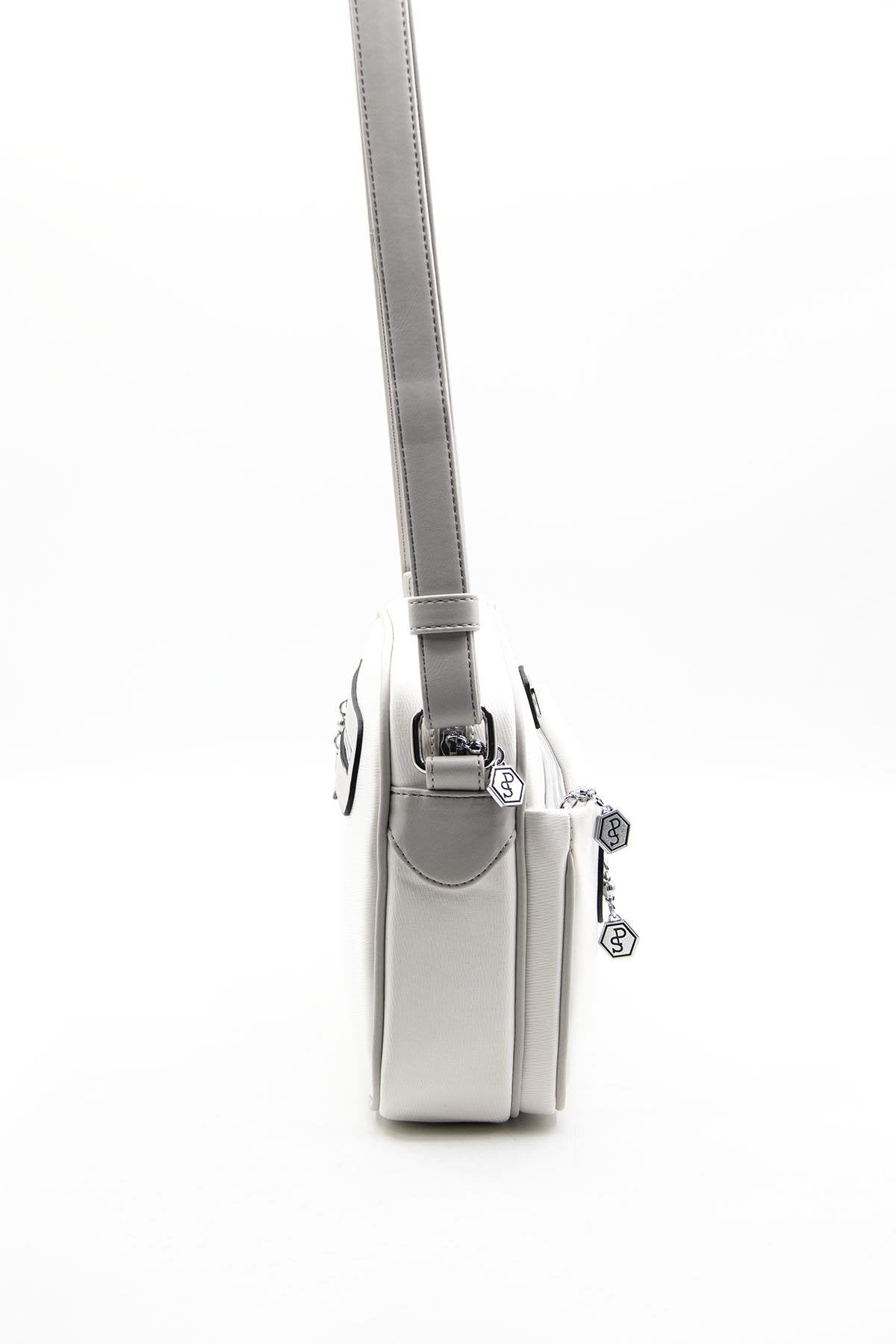 Silver & Polo Beyaz-A.gri SP491 Kadın Çapraz Çanta